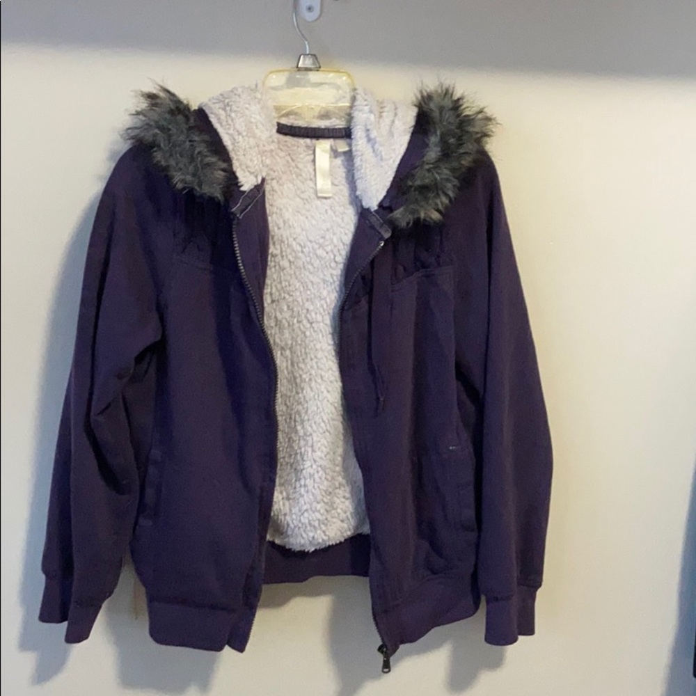 Faux fur lined hoodie